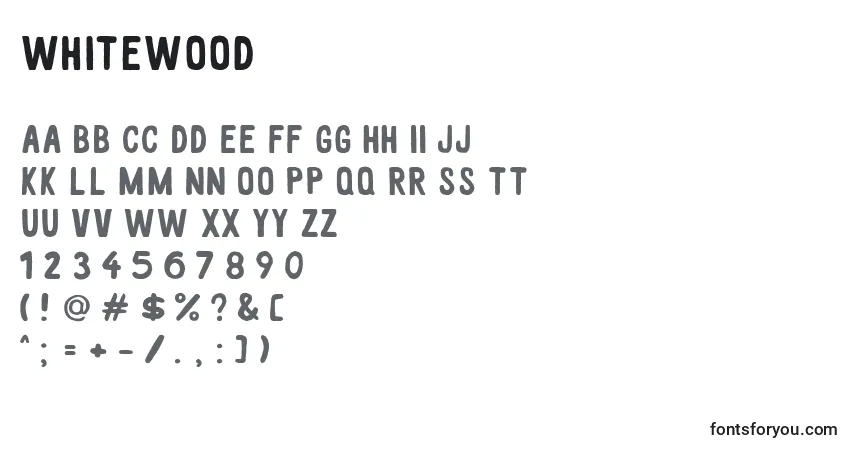 A fonte WhiteWood – alfabeto, números, caracteres especiais