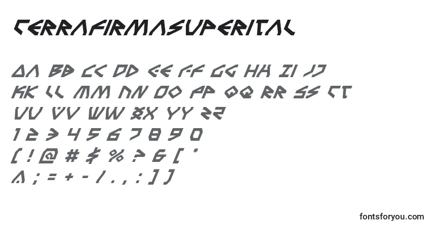 Schriftart Terrafirmasuperital – Alphabet, Zahlen, spezielle Symbole