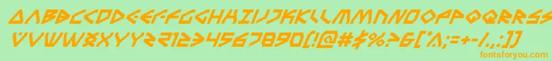 フォントTerrafirmasuperital – オレンジの文字が緑の背景にあります。