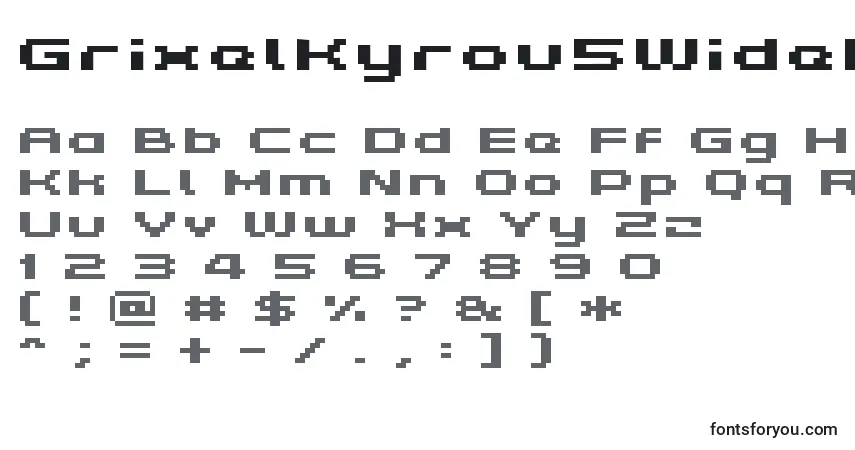 Czcionka GrixelKyrou5WideBoldXtnd – alfabet, cyfry, specjalne znaki