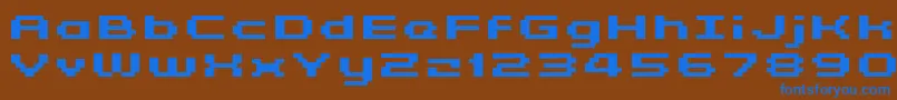Fonte GrixelKyrou5WideBoldXtnd – fontes azuis em um fundo marrom