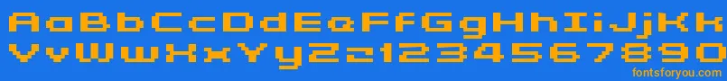 GrixelKyrou5WideBoldXtnd Font – Orange Fonts on Blue Background