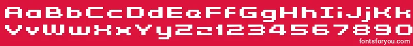 GrixelKyrou5WideBoldXtnd-fontti – valkoiset fontit punaisella taustalla