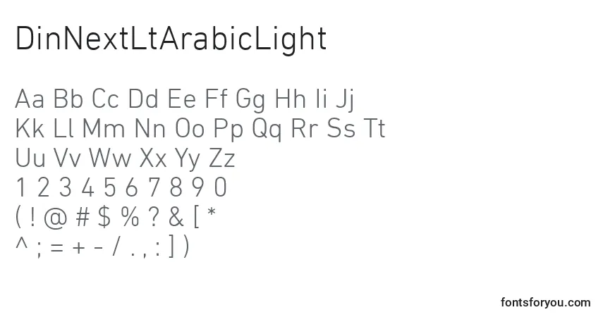 A fonte DinNextLtArabicLight – alfabeto, números, caracteres especiais