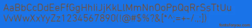 フォントDinNextLtArabicLight – 茶色の文字が青い背景にあります。