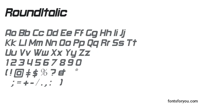 Police RoundItalic - Alphabet, Chiffres, Caractères Spéciaux