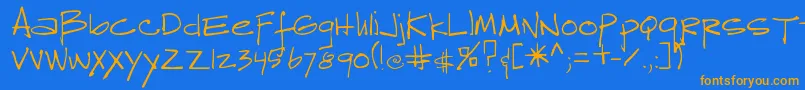Reprobate-Schriftart – Orangefarbene Schriften auf blauem Hintergrund