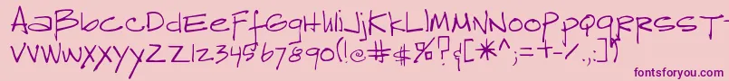 Fonte Reprobate – fontes roxas em um fundo rosa