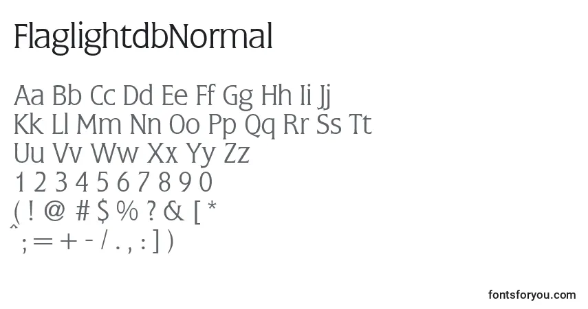A fonte FlaglightdbNormal – alfabeto, números, caracteres especiais