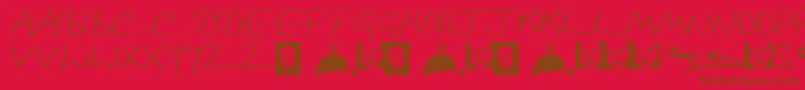 Dnahand Font – Brown Fonts on Red Background