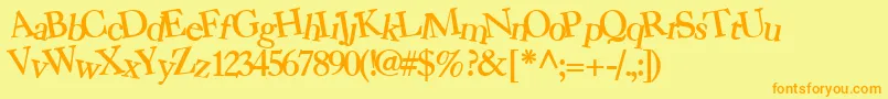 Bearmarketgear7Bold-Schriftart – Orangefarbene Schriften auf gelbem Hintergrund