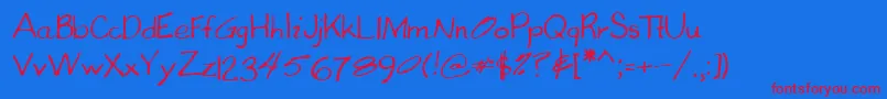 Lehn060 Font – Red Fonts on Blue Background