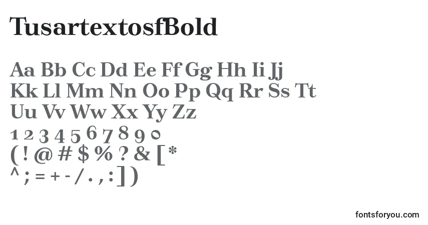 A fonte TusartextosfBold – alfabeto, números, caracteres especiais