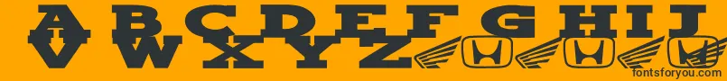 Hondafont-Schriftart – Schwarze Schriften auf orangefarbenem Hintergrund