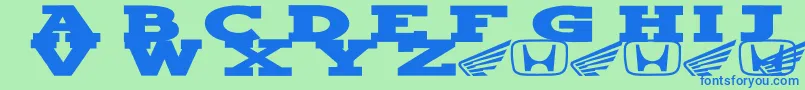 Hondafont Font – Blue Fonts on Green Background