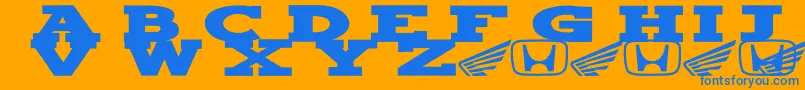 Hondafont Font – Blue Fonts on Orange Background