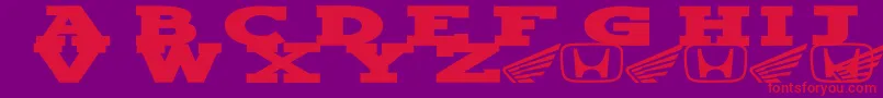 Weitere Informationen zur Hondafont-Schriftart Hondafont-Schriftart – Rote Schriften auf violettem Hintergrund