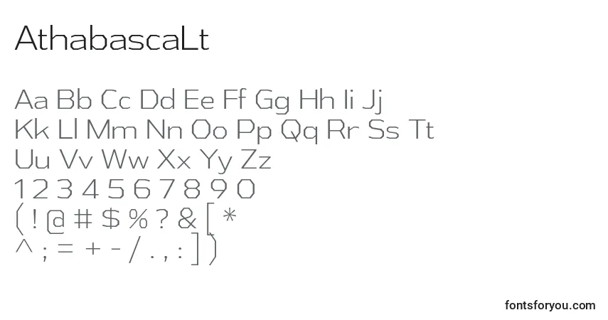 A fonte AthabascaLt – alfabeto, números, caracteres especiais