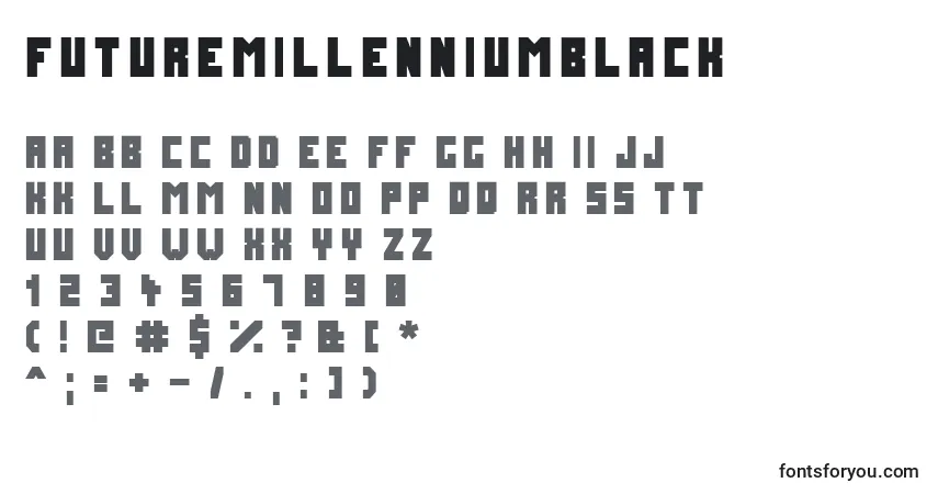 Schriftart FuturemillenniumBlack – Alphabet, Zahlen, spezielle Symbole