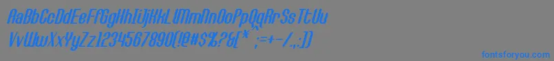 CallieMaeItalic-Schriftart – Blaue Schriften auf grauem Hintergrund