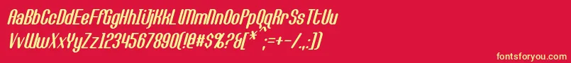CallieMaeItalic-Schriftart – Gelbe Schriften auf rotem Hintergrund