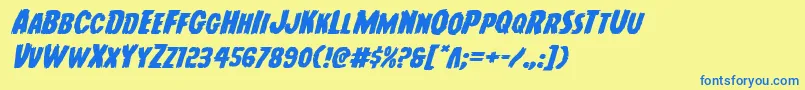Youngfrankexpandital Font – Blue Fonts on Yellow Background