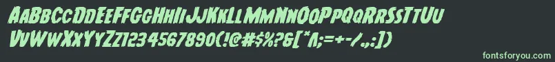 Youngfrankexpandital Font – Green Fonts on Black Background