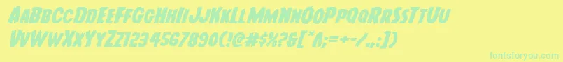 Youngfrankexpandital Font – Green Fonts on Yellow Background