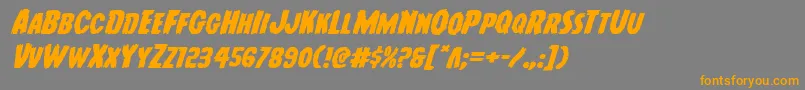 フォントYoungfrankexpandital – オレンジの文字は灰色の背景にあります。