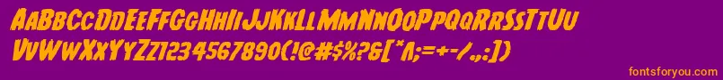 Youngfrankexpandital Font – Orange Fonts on Purple Background