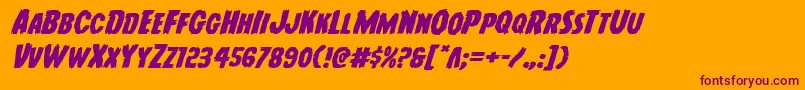 Youngfrankexpandital Font – Purple Fonts on Orange Background