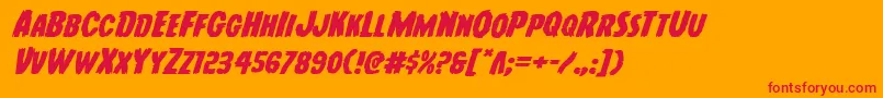 Youngfrankexpandital Font – Red Fonts on Orange Background