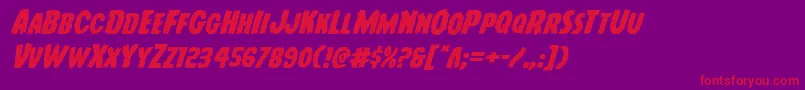 Youngfrankexpandital-Schriftart – Rote Schriften auf violettem Hintergrund