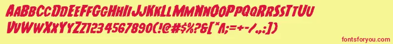 Youngfrankexpandital Font – Red Fonts on Yellow Background