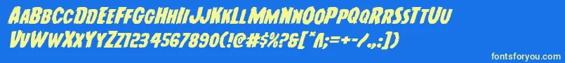 Youngfrankexpandital Font – Yellow Fonts on Blue Background