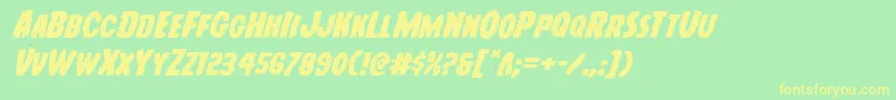 Youngfrankexpandital Font – Yellow Fonts on Green Background
