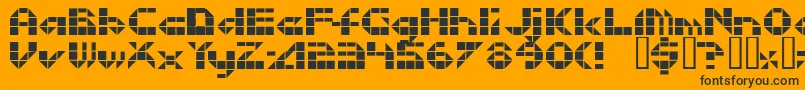 Litebrite1975-Schriftart – Schwarze Schriften auf orangefarbenem Hintergrund