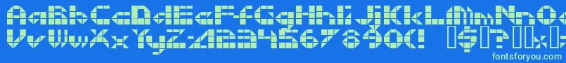 Litebrite1975-Schriftart – Grüne Schriften auf blauem Hintergrund