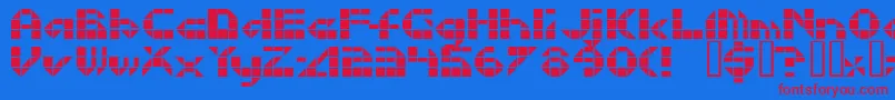 Litebrite1975-Schriftart – Rote Schriften auf blauem Hintergrund