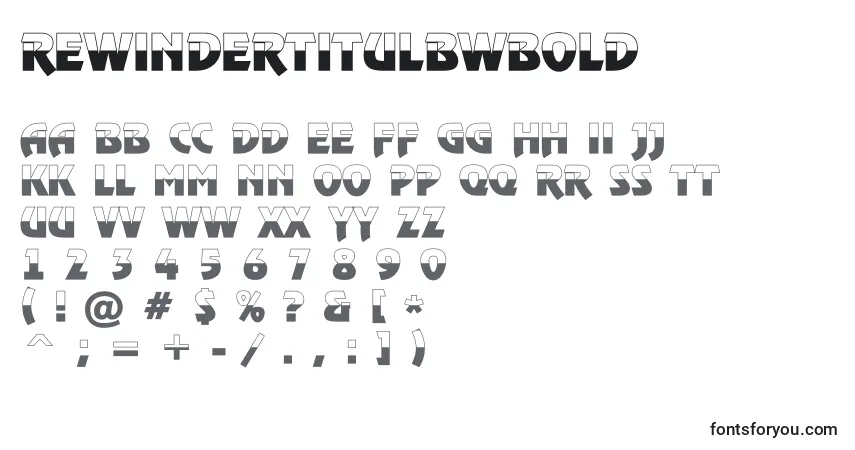 A fonte RewindertitulbwBold – alfabeto, números, caracteres especiais