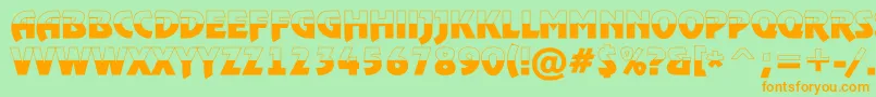 RewindertitulbwBold-Schriftart – Orangefarbene Schriften auf grünem Hintergrund