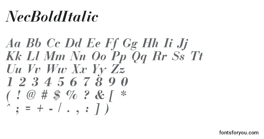 Police NecBoldItalic - Alphabet, Chiffres, Caractères Spéciaux