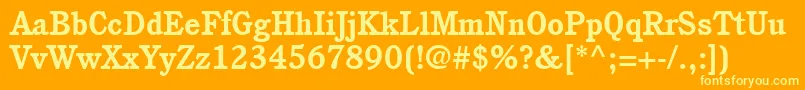 ItcCushingLtBold-fontti – keltaiset fontit oranssilla taustalla