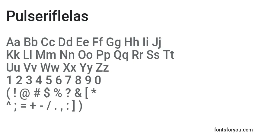 A fonte Pulseriflelas – alfabeto, números, caracteres especiais