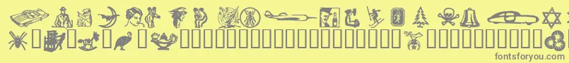 Dingies-fontti – harmaat kirjasimet keltaisella taustalla