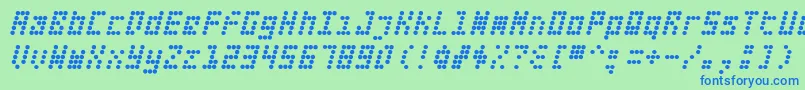 Fifteen Okay Slanted Font – Blue Fonts on Green Background