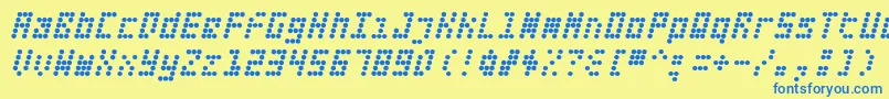 Fifteen Okay Slanted Font – Blue Fonts on Yellow Background