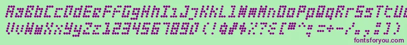 Fifteen Okay Slanted Font – Purple Fonts on Green Background