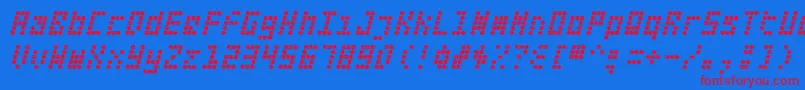 Fifteen Okay Slanted-Schriftart – Rote Schriften auf blauem Hintergrund