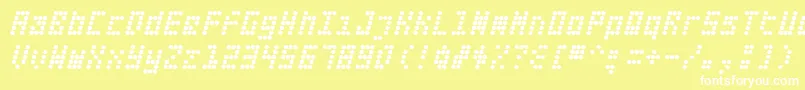 フォントFifteen Okay Slanted – 黄色い背景に白い文字